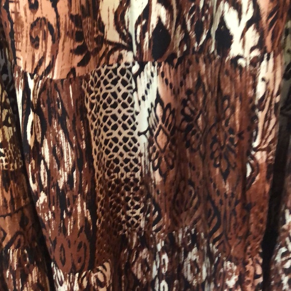 NOTATIONS WOMAN BOHO PRINT MAXI A LINE SKIRT SIZE 2X  ELASTIC WAIST BROWN/BEIGE - Picture 4 of 6